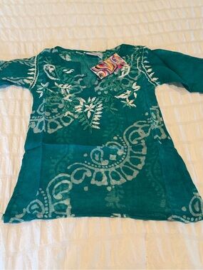 Raj Kids Embroidered Boho Tunic 1-2Y NWT Green Cotton Top